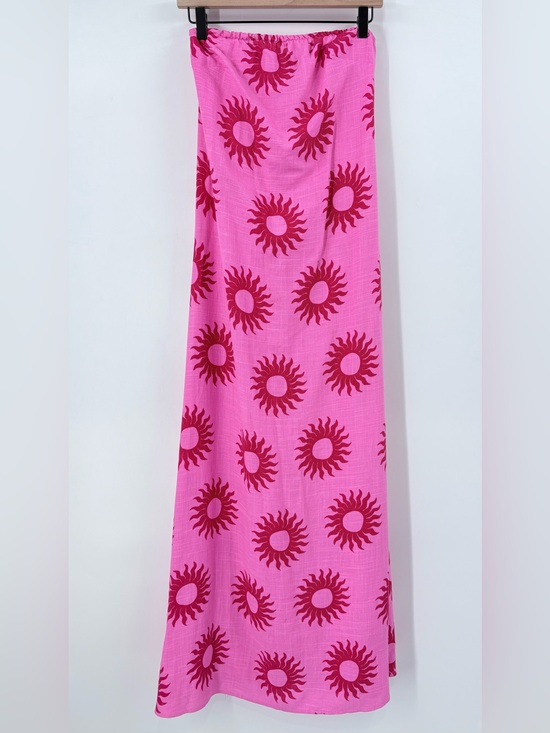 Anthropologie Dresses & Skirts - Anthropologie Paper Heart Pink Red Sun Linen Blend Maxi Dress